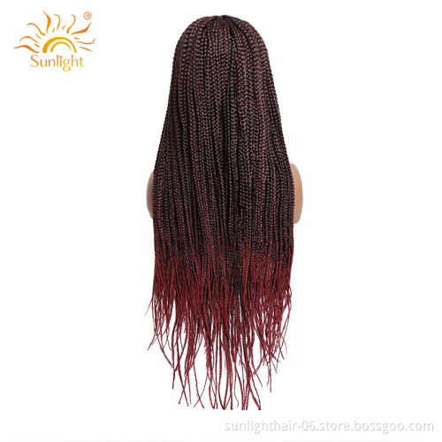 Sunlight Lace Vendors Synthetic ombre hair Front Frontal Closure High Temperature Braiding hair Braided Wigs For Black Women